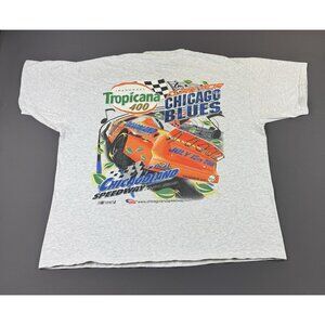 Rare Vintage Y2K Nascar Tropicana 400 Chicago Blues Car Racing Grey 2XL Shirt T
